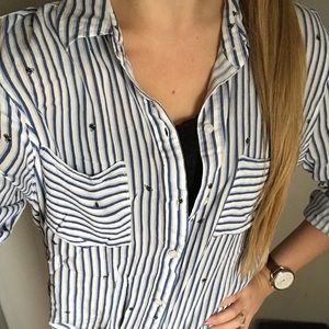 A.N.A striped bee shirt